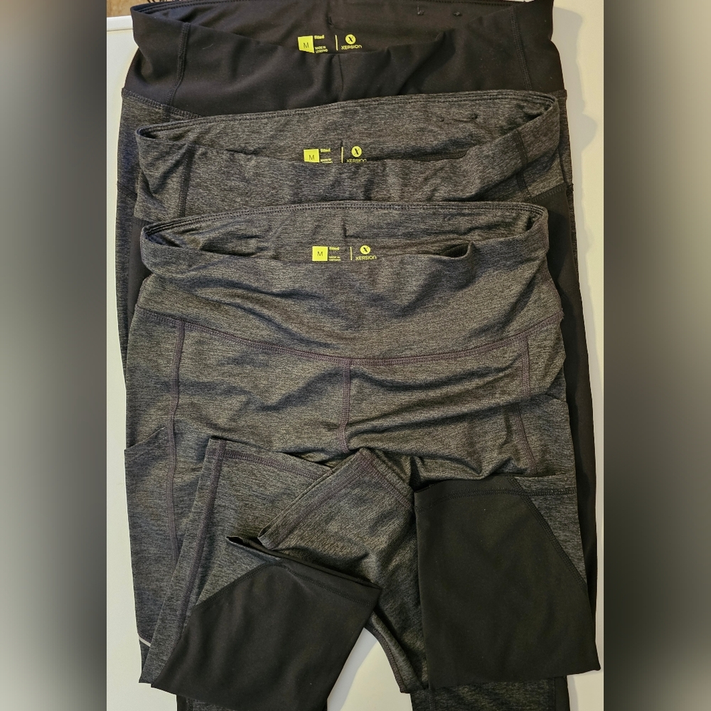 3 pair Black and Gray Leggings M